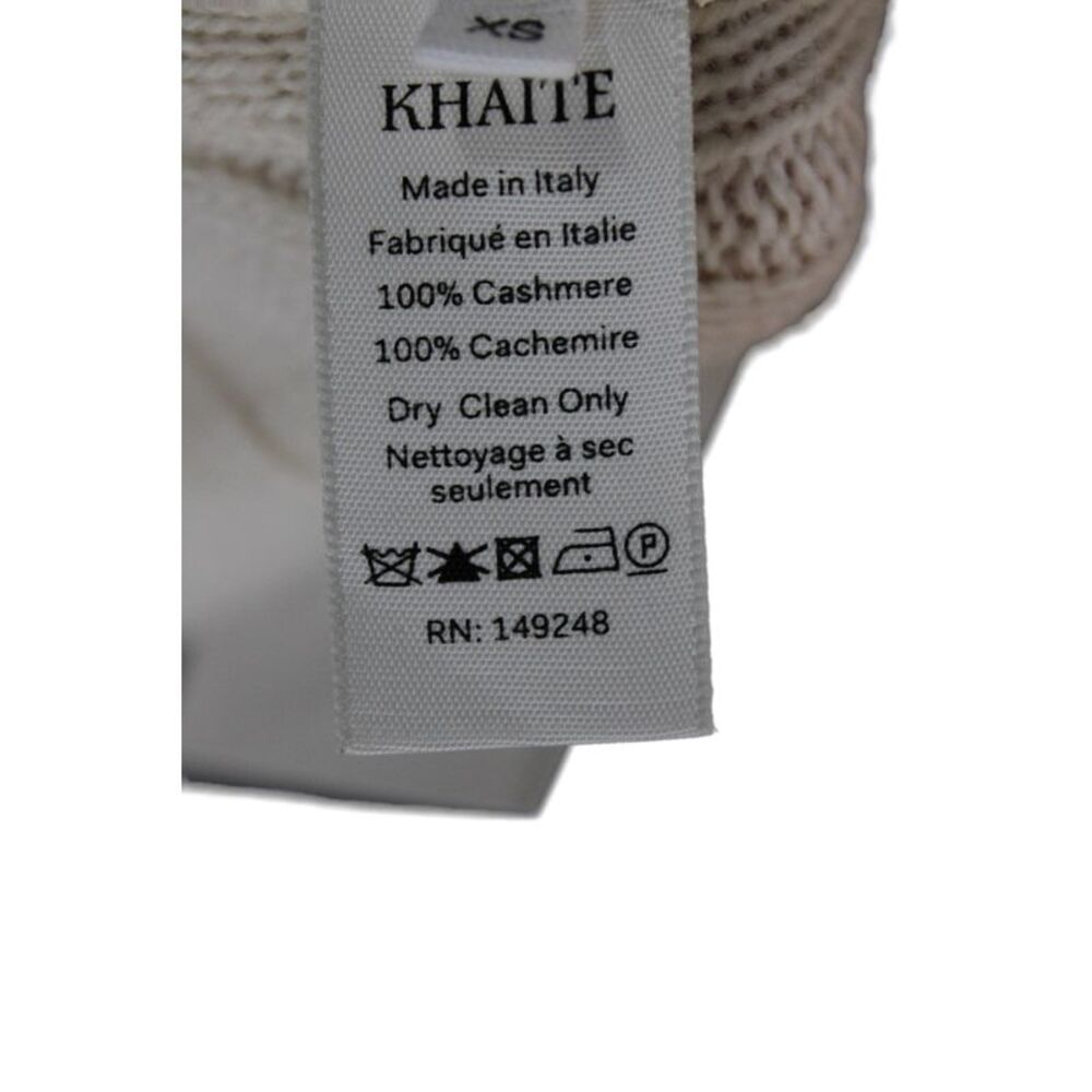 Khaite Womens Ivory Striped 100%Cashmere Pullover Crewneck Short Sleeve Size XS - Picture 4 of 6